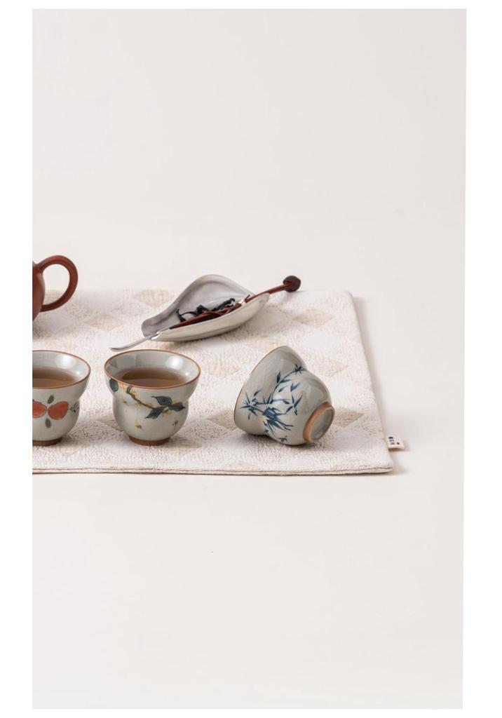 Fulu Ge Kiln Hand-painted Ceramic Gongfu Teacup Set with Gift Box and Custom Logo