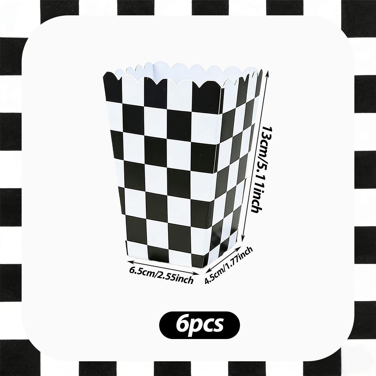 In-Stock Cow Print Party Popcorn Boxes - Black & White Checkered Theme for Events