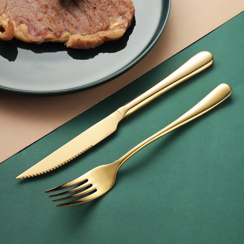 Abay Gold 304 Stainless Steel Steak Knife & Fork Set