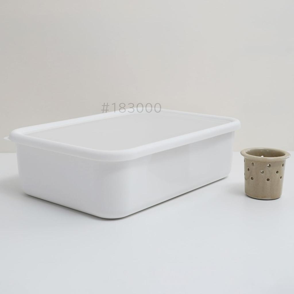 Fuji Enamel Pickling Small with Lid and Water Container, Enamel, Size, Large, Drainer, NK-401