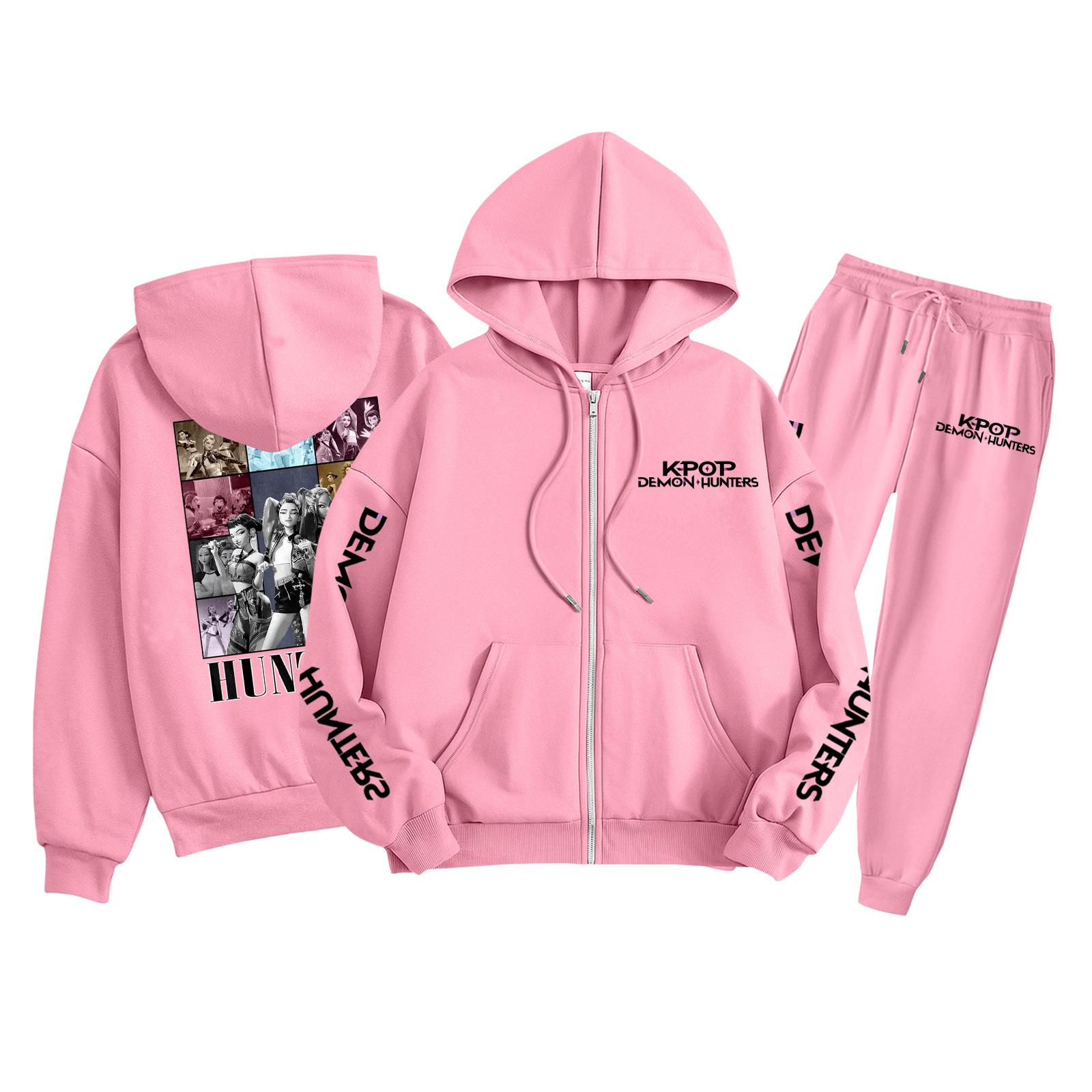 

Детская мода Толстовка с длинным рукавом, на молнии, с капюшоном, спортивные штаны с принтом, комплект толстовки с карманами 100 розовый