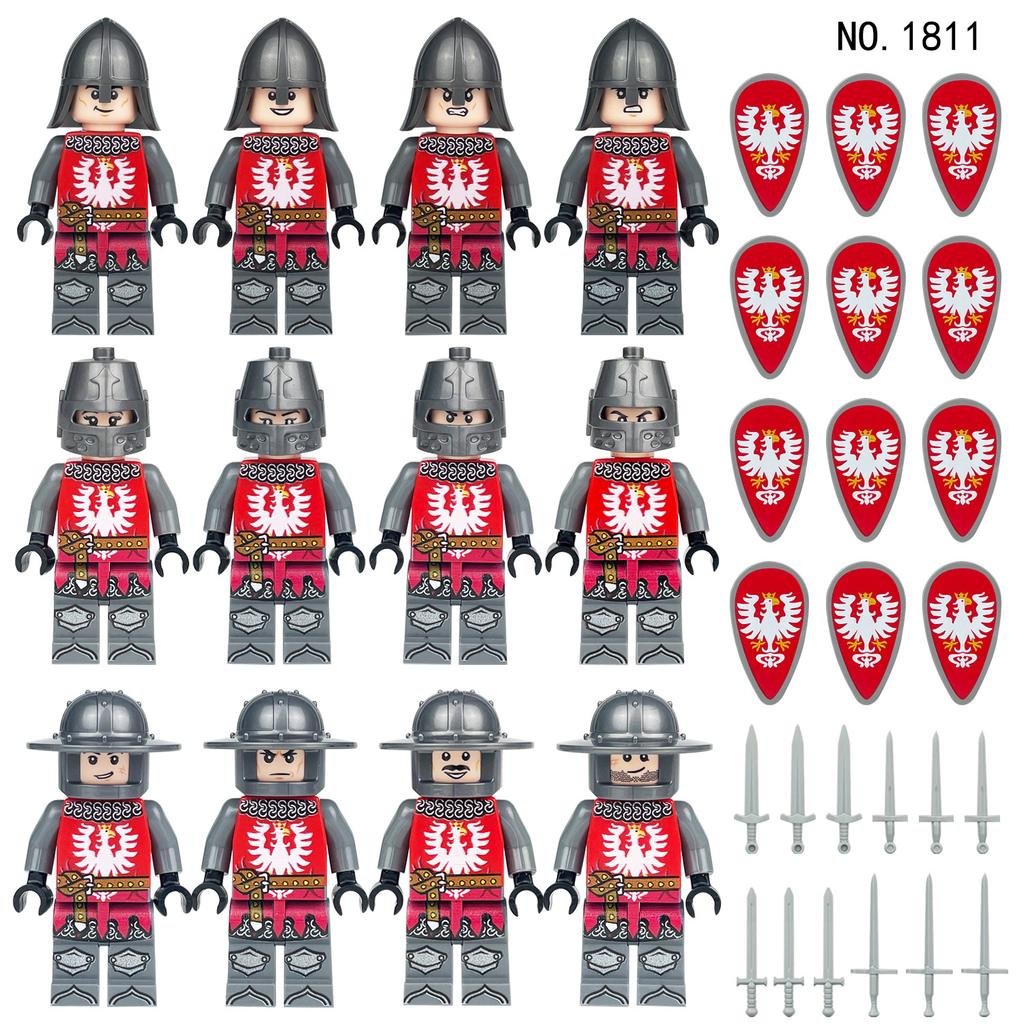 Medieval Knights Corps Medieval Soldiers Military Building Blocks Roman Soldiers White Horse Accessories Mini Action Doll Toys.