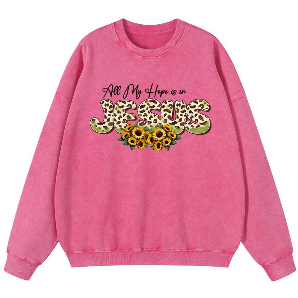 All My Hope Is In Jesus Women Vintage Washed Cotton Sweatshirt Thin Style Hip Hop Soft Hoodies Autumn Loose