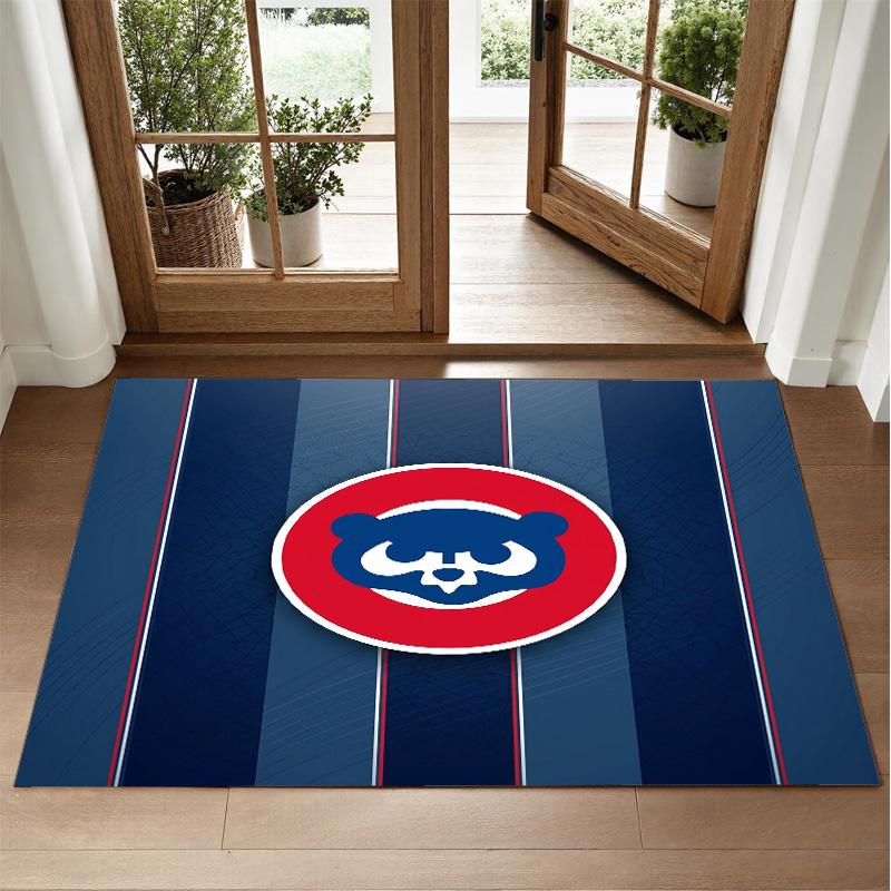 Chicago Cubs Design Crystal Velvet Rug Soft Decorative Mat for Bedroom Entrance