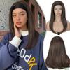 Cremig Langes Braunes Gerades Stirnband-Perücke für Damen Synthetisch Glueless Hitzebeständig Bob-Perücke Natürlicher Look für Tägliche Party-Nutzung 18 Zoll