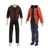 2 Sets/Pack Handmade Fashion Leather Clothes for Boy Doll 11.5in/30cm Casual Cool Style 3pcs/Set Jacket Coat Vest and Pants Toys