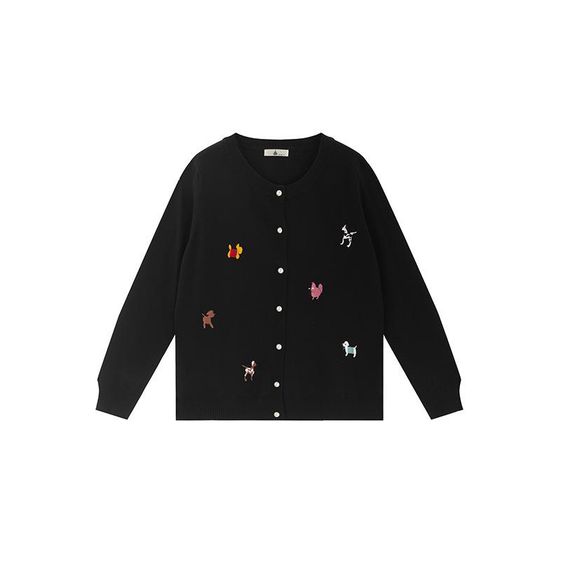 Shuangtian Spring 2026 Plus Size Knit Cardigan F388 – Fashionable Cartoon Embroidery Design 2XL