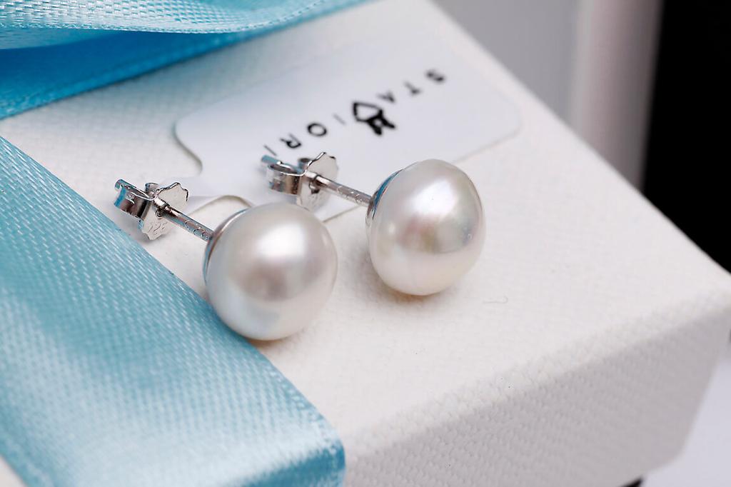 Silver Earrings with Pearls 8mm - Ksn0304