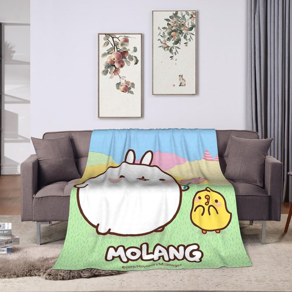 M-Molangs with Piupiu  Blanket Quality Warm Soft  Throw Blanket Autumn Travel Bedroom Pattern Bedspread