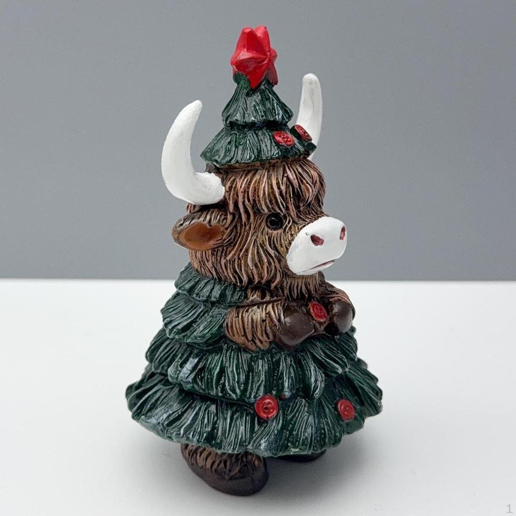 Cow Statue Christmas Decor Collectibles Table Sturdy Unique Ornament Figurine for Bookshelf