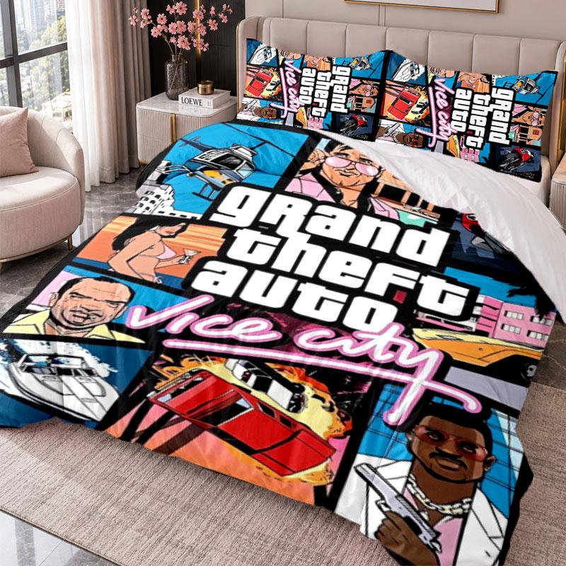 GTA 3Pcs Bedding Set Duvet Cover With Two Pillowcases For Bedroom Home Decoration