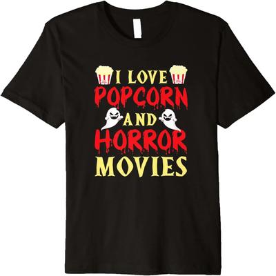 I Love Popcorn And Horror Movies Corn Halloween Movie Lover Premium T-Shirt