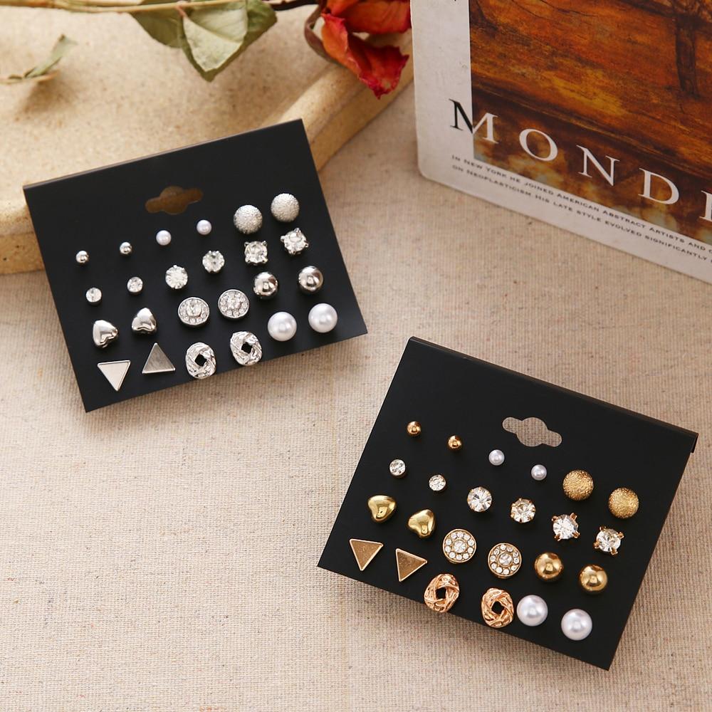 Women 'S Earrings Set Pearl Earrings For Fashionable Jewelry Women Bohemian Chic Style Geometric Crystalline Heart Stud EarringsFashion Stud