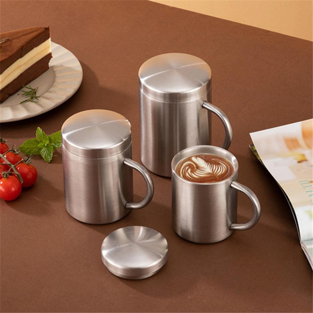 400ML Κούπα Καφέ από Ανοξείδωτο Ατσάλι Κύπελλο Ποτού Κούπα Τσαγιού με Καπάκι