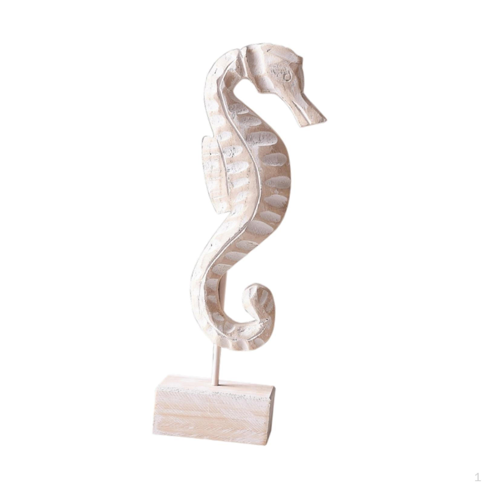 

Artistic Wooden Statue for Beach House Mantel And Living Room Seahorse Shape