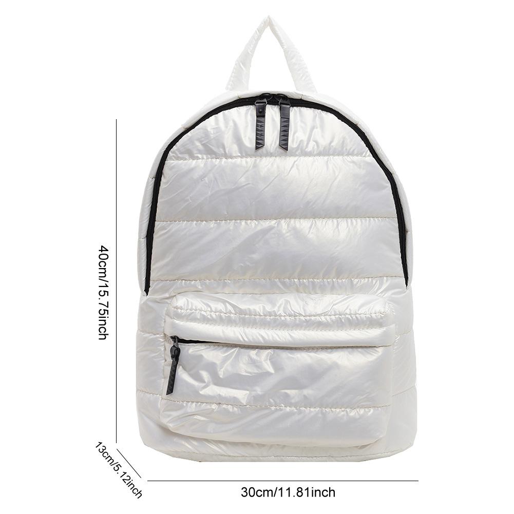 Zaino imbottito invernale Puffer per donna, grande capacità, cotone piuma, borsa da scuola, zaino casual