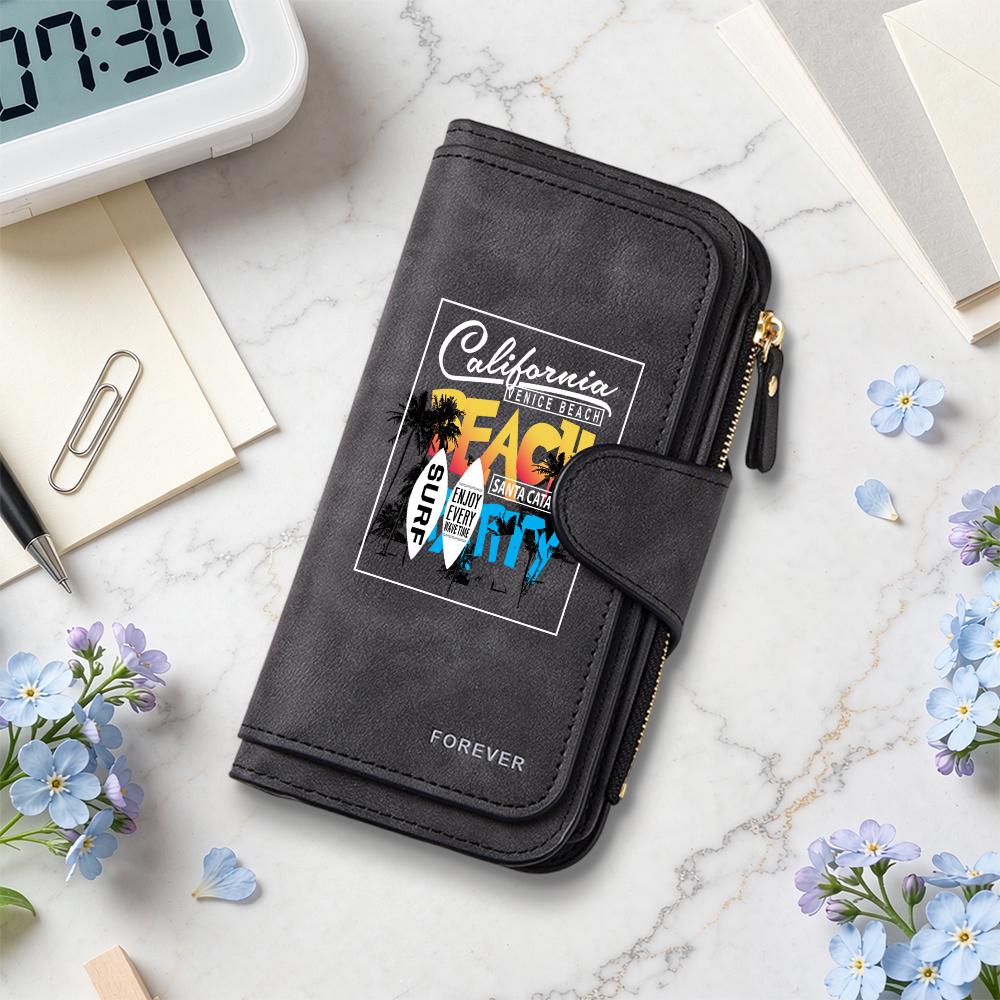 California Beach Style Long Wallet Card Holder Fashion Purse for Daily Use