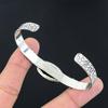 Natural Kambaba Jasper Gemstone Bangle Flower Adjustable 925 Silver For Women