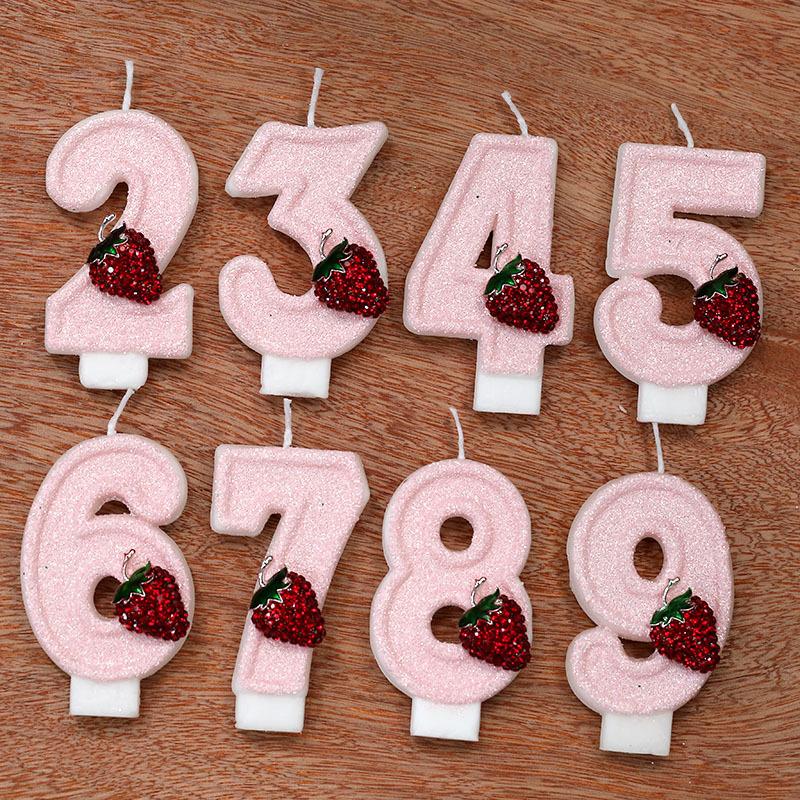 

Digital Candles Handmade Creative Birthday Strawberry Candles розовый