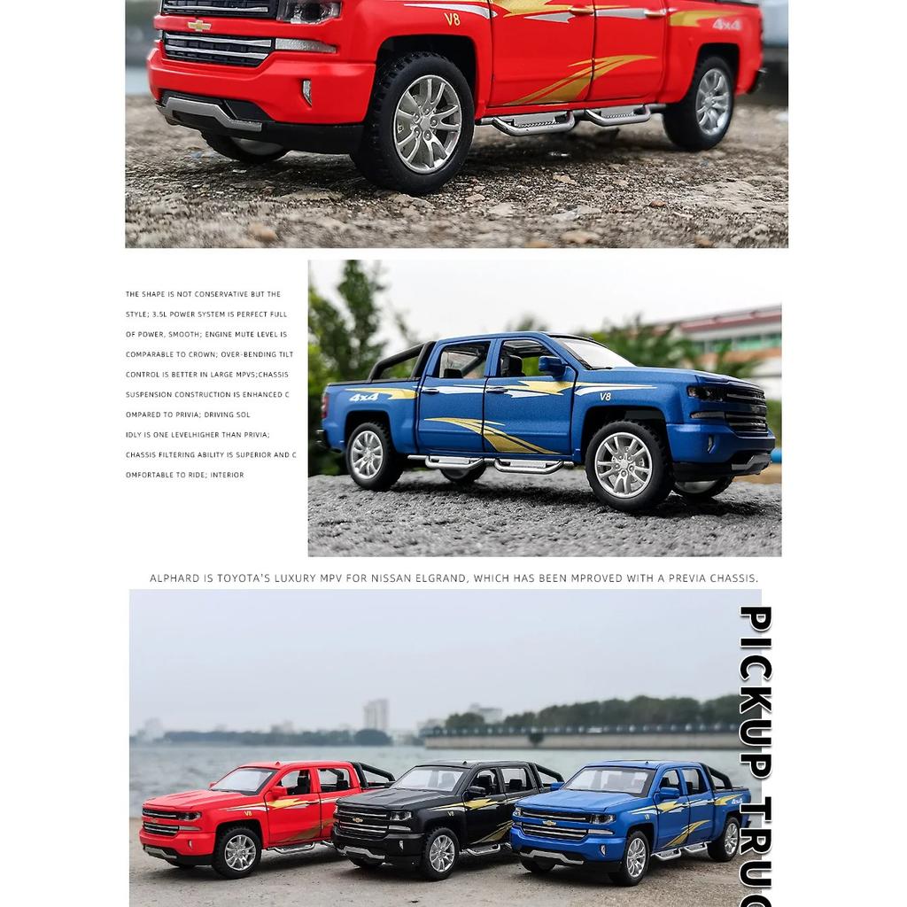 Chevrolet Silverado Pickup Truck Kids Toys 1/32 Alloy Car Model CheZhi Simulation Exquisite Diecasts Toy Vehicles Birthday Gifts