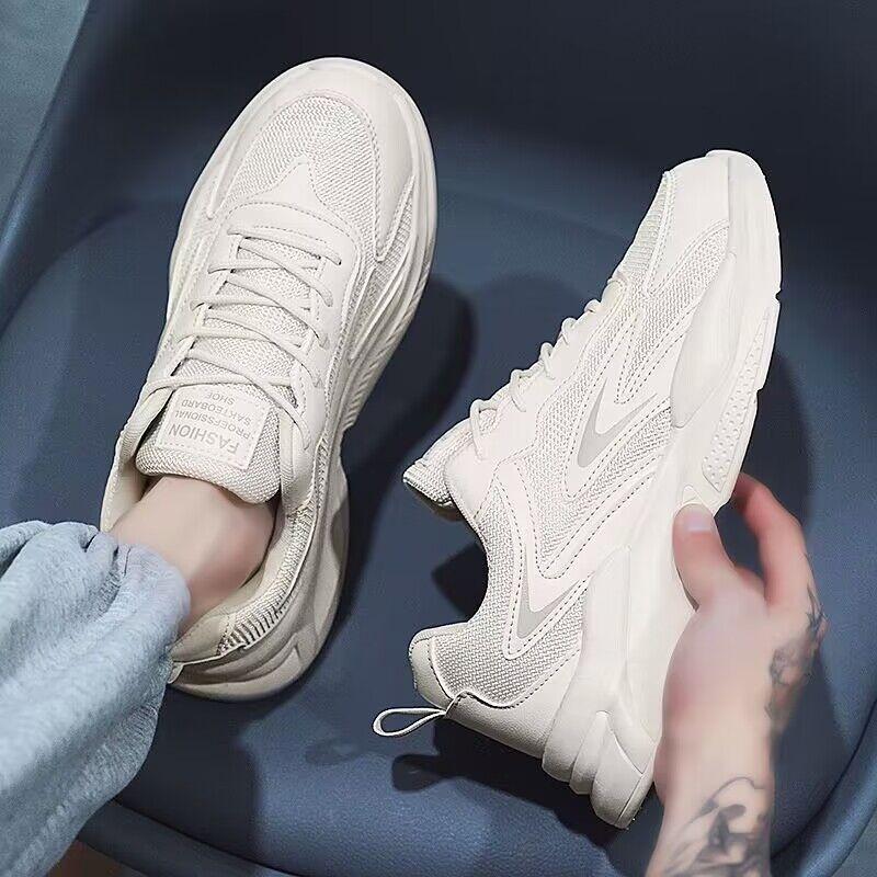 Men Breathable Mesh Thick Sole Korean Style Casual Sports Running Sneakers 39 бежевый
