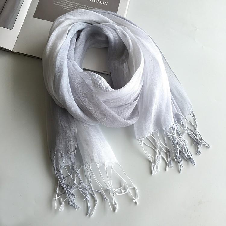 Fashion Creative Scarf Thin Linen Shawl Gradual Change Color Style Pure Linen Women'S Scarf Direct Supply