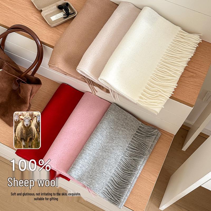Luxurious Women's Winter Wool Scarf, Solid Color & Thickened for Warmth - Perfect Gift