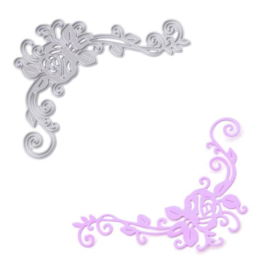 Flower Corner Cutting Die DIY Scrapbooking Photo Album Decor Embossing Stencil