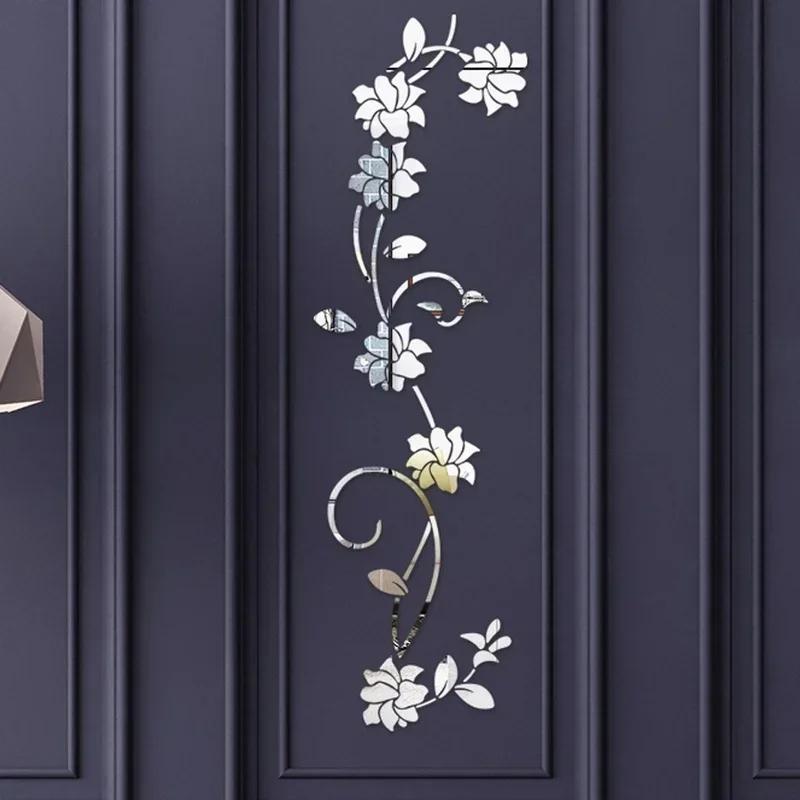 Acrylic Flower Shape Wall Sticker Background Art Living Room Mirror Home Fashion Decoration Wall Stickers Posters House Supplies