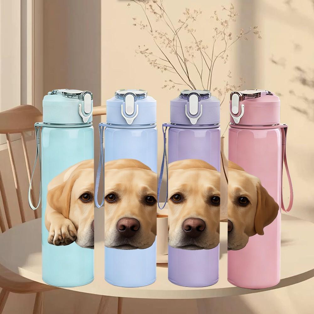 1PC Labrador Dog Gentle Portrait 750ml Color Plastic Sports Water Bottle Leakproof Flip Straw Lid Suitable for Sports Office Home Use