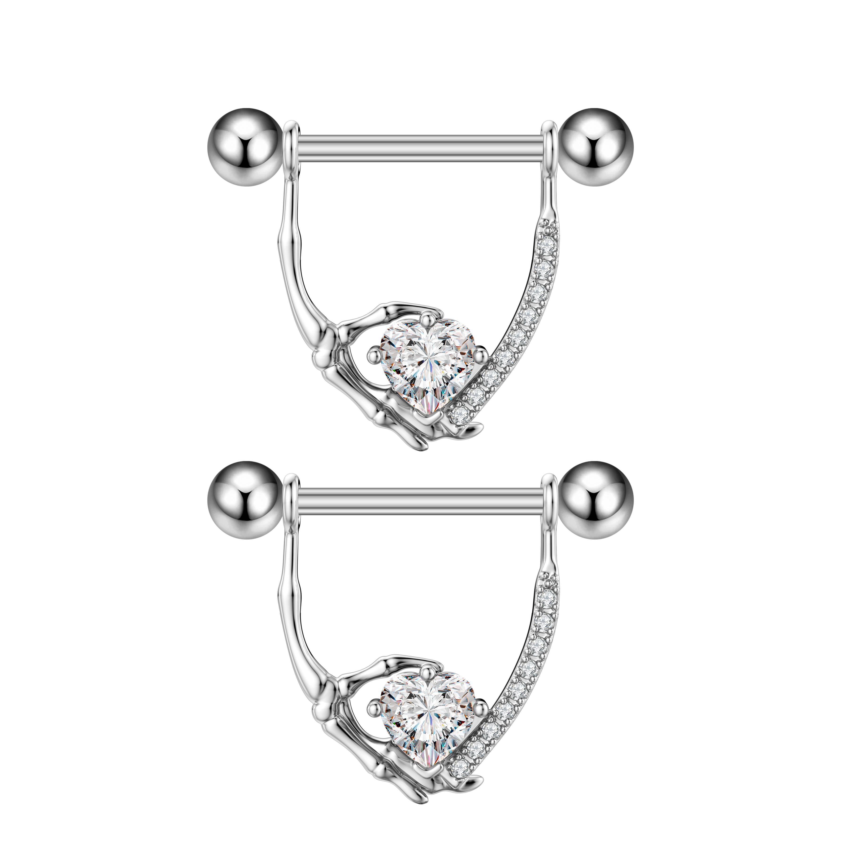 

2 шт., U-образные висячие кольца из хирургической стали для сосков со штангой для женщин и девочек, сексуальные украшения для пирсинга сосков с пчелиными звездами и кристаллами