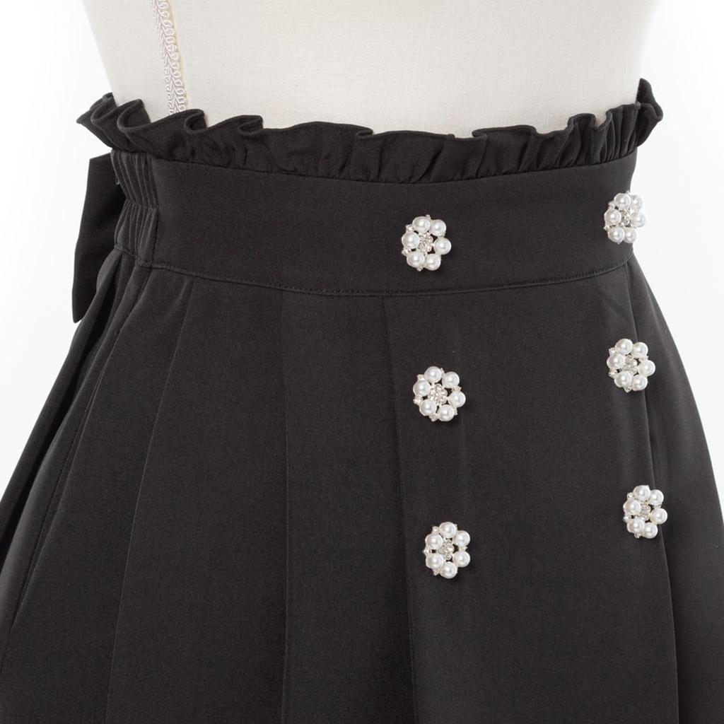 [Yumetenbo] Landmine Clothing [Dear My Love] Women's Big Ribbon Bijou Skirt 533338 Short Blue Gray Yumetenbo