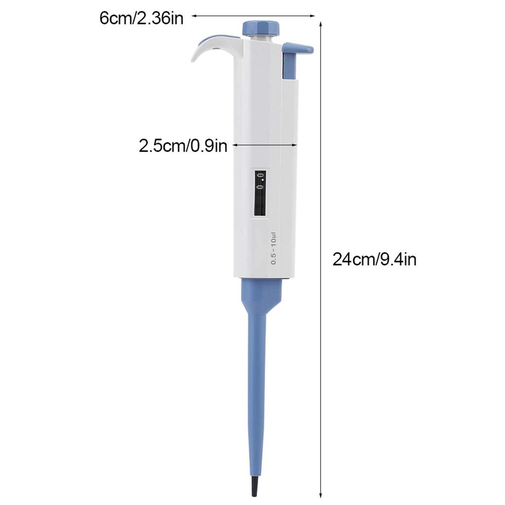 Walfront Micropipette, Pipettor, Adjustable Volume Dispenser, Single Channel, Manual Adjustment, 0.5-10ul, Lab Tool, Mechanical Drive