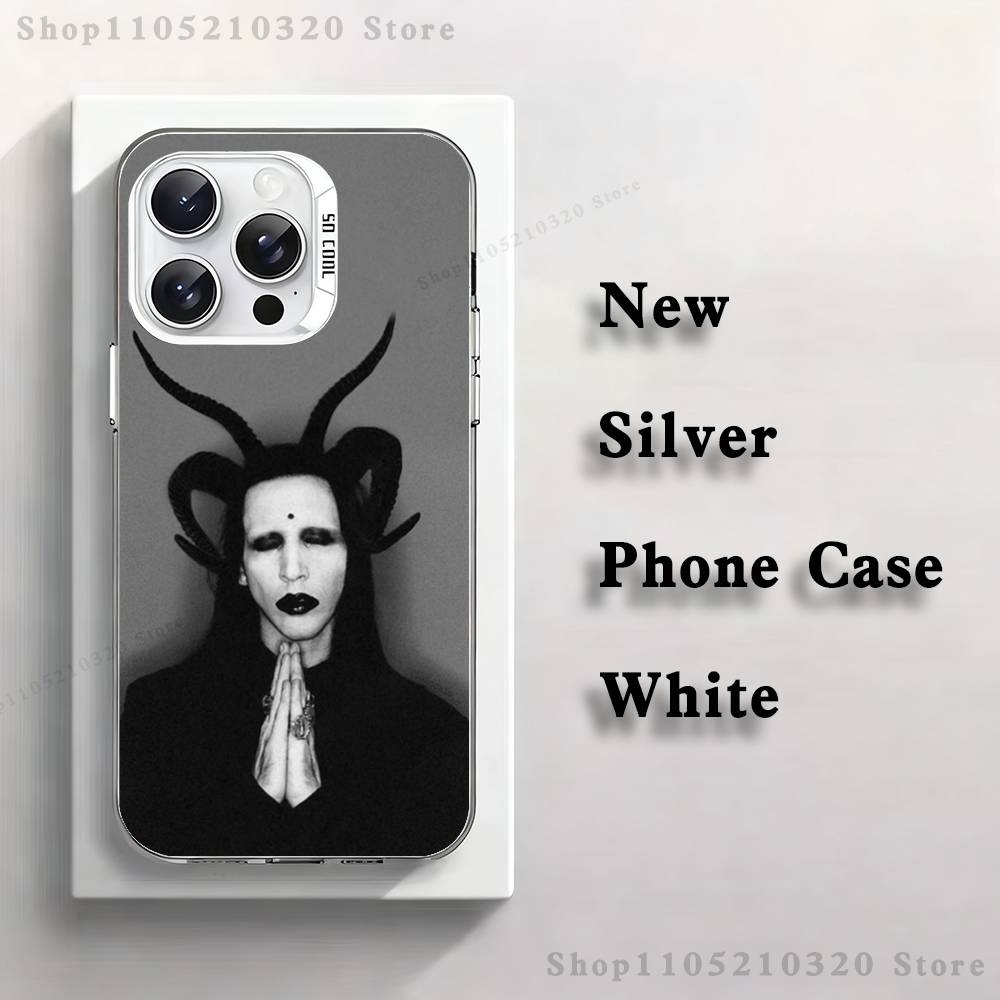 M-Marilyn M-Manson Phone Case For iPhone 17,16,15,14,13,12,11,Mini,Pro,E,MAX White Matte Silicone Whtie Cover