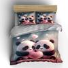 Adorable Panda Love Set Design Exquisite Three-Piece Bedding Set Gift For Kids And Adults