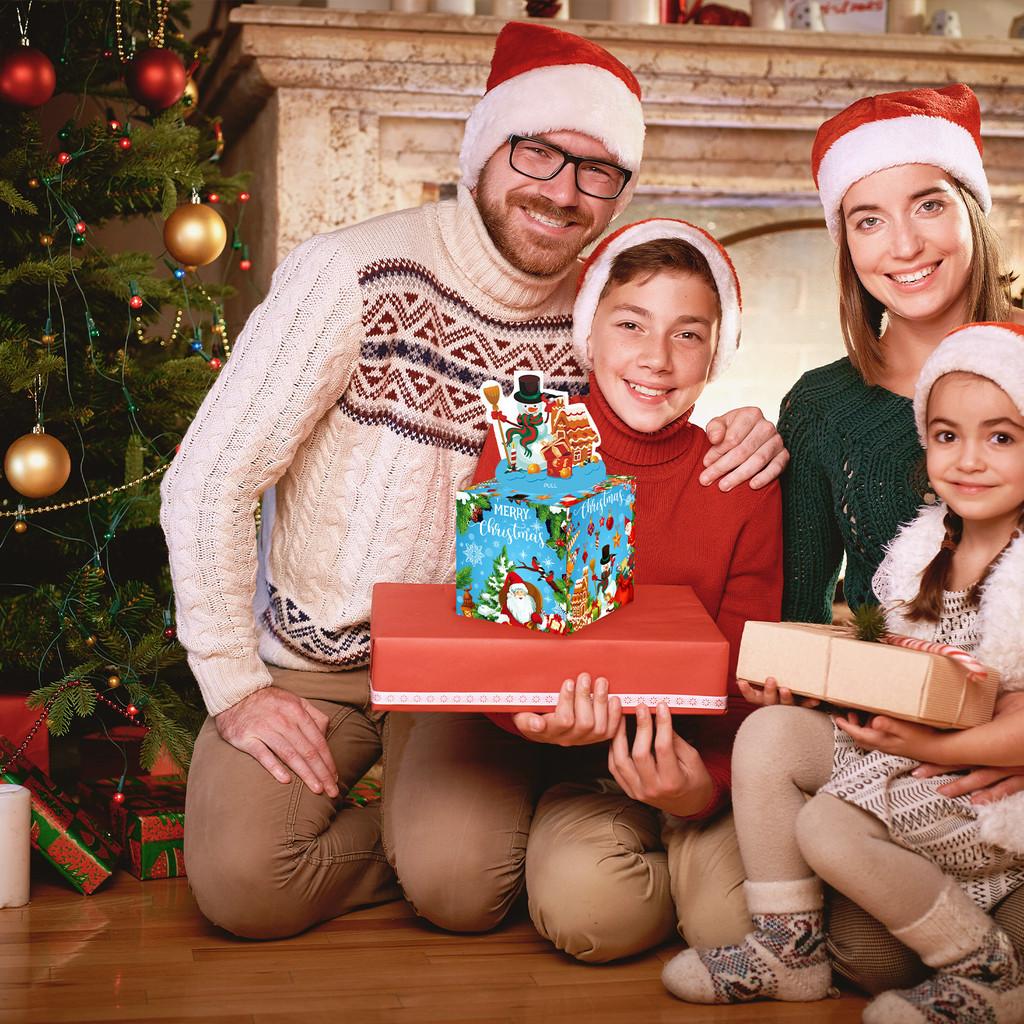 Blue Christmas Theme Pattern Gift Box For Holiday Celebration