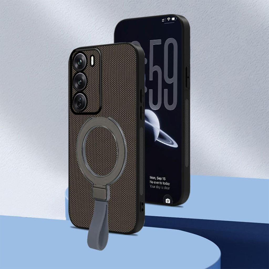 Premium PU Leather Magnetic Ring Stand Phone Case for OPPO Reno12 Pro 5G,Reno12 5G Business Style Protective Cover