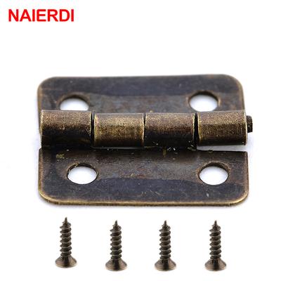 10 Stück NAIERDI Mini-Bronze-Gold-Scharniere, quadratische antike Türscharniere für Holz-Schmuckkästchen