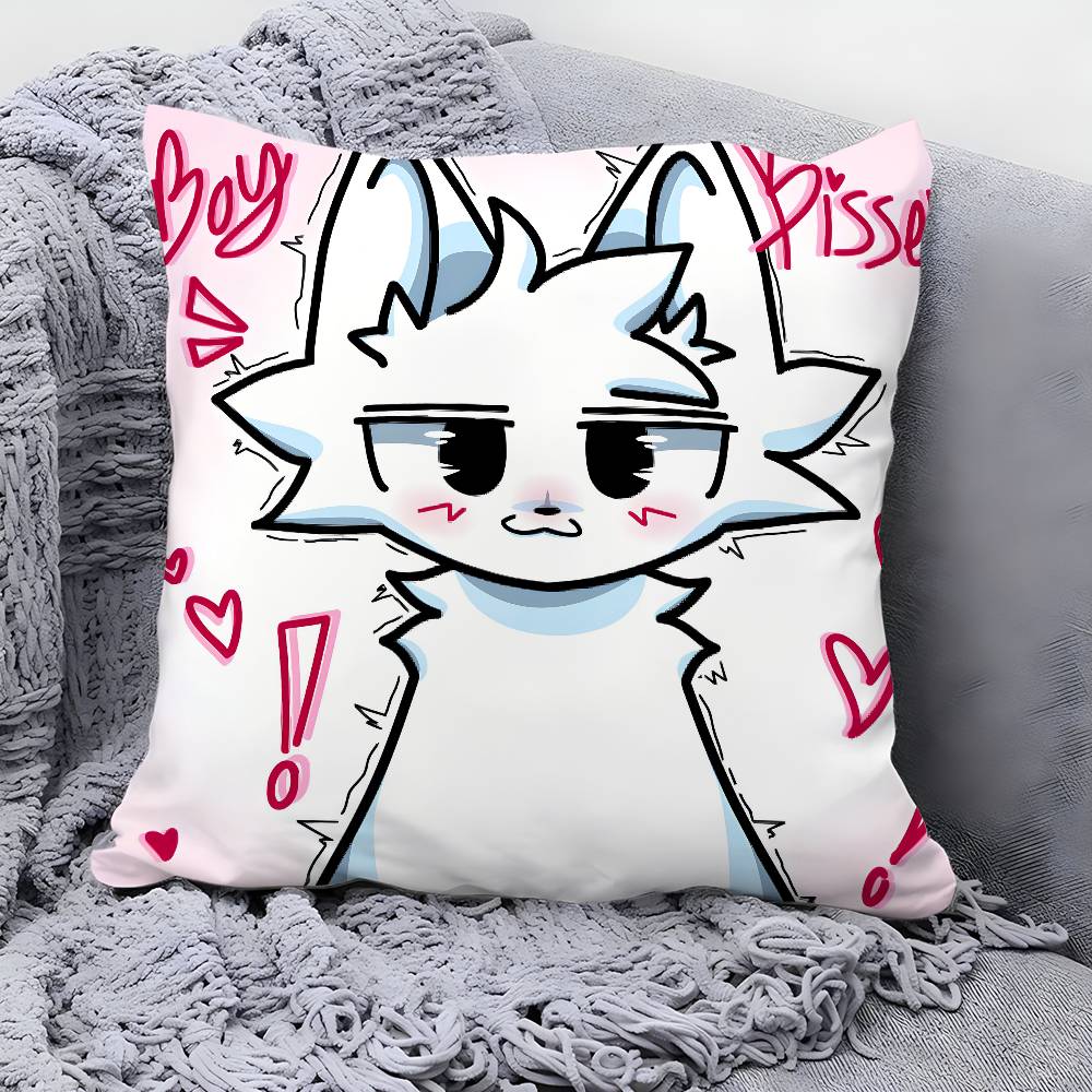 Cartoon B-Boykisser Silly Cat Pillow Case Square Double‑Sided Print Cushion Case For Sofa Home Bedchamber Decor Gift