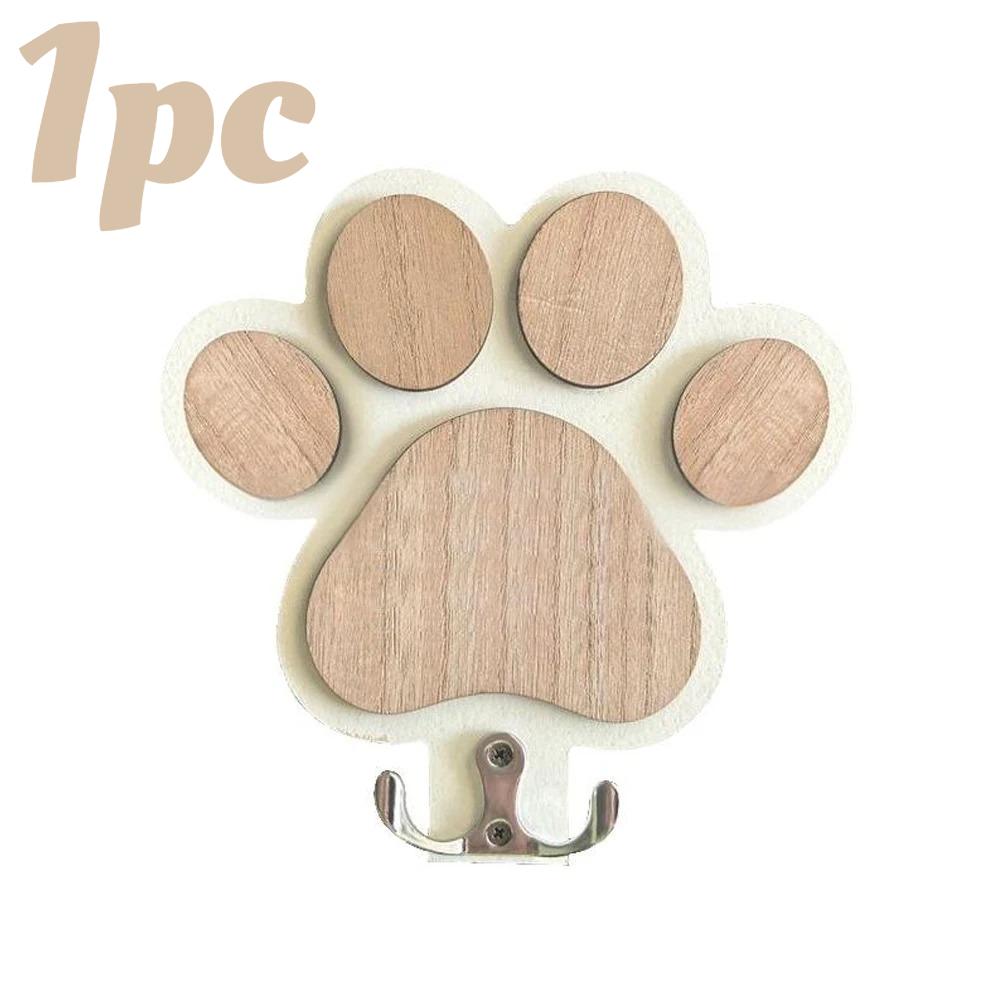 1/2pcs Dog Lover Gift Leash Hanger, Natural Wood with Paw Design, Perfect for Hanging Collars, Coats & Keys, Housewarming