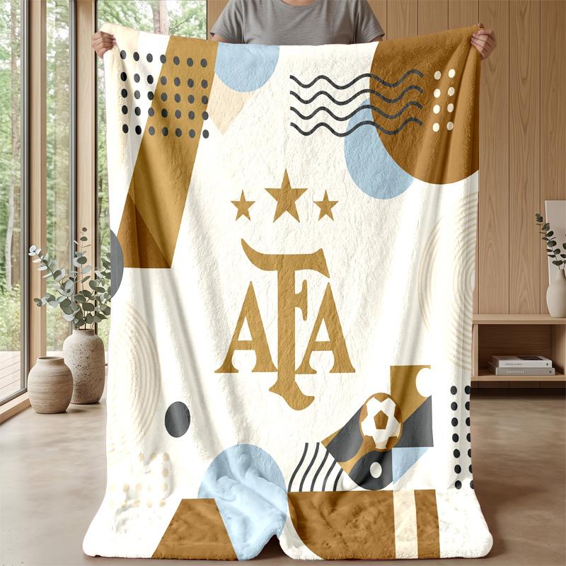 Argentina Football Printed Flannel Blanket Skin Friendly Warm Decorative Throw for Indoor Couch Bed Daily Use