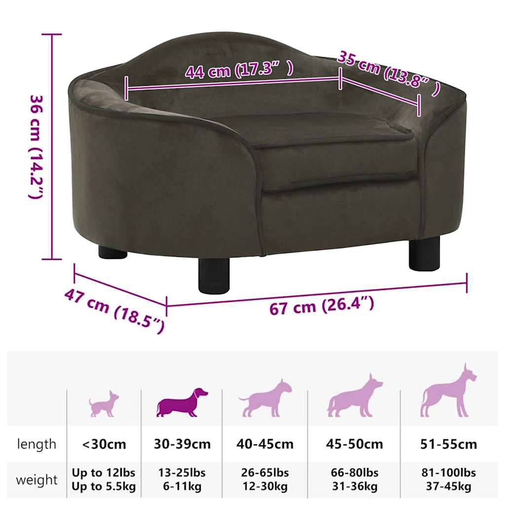 Pet Sofa Dark Grey 67 X 47 X 36 Cm Plush