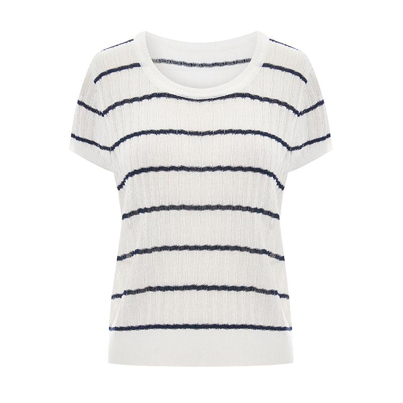 TVIEW Striped Scallop Knit_V6B-Ckn021