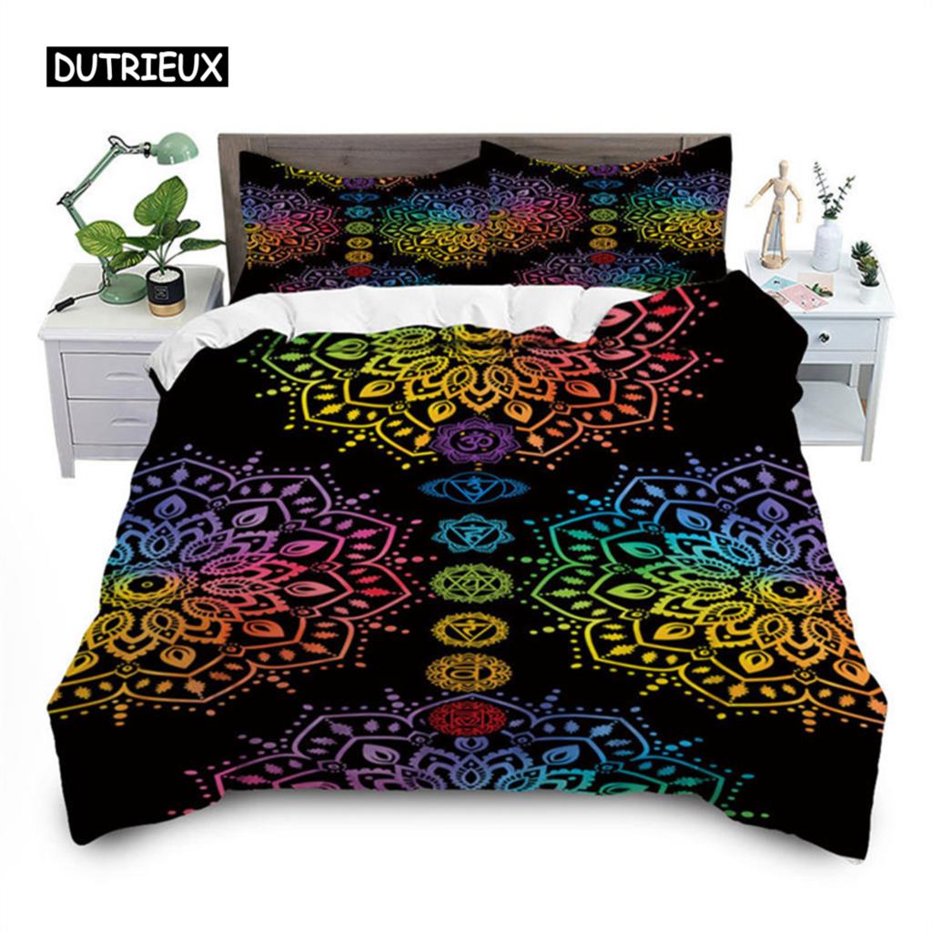 Peace Symbol Duvet Cover Gorgeous  Camper Van Peace Sign Bedding Set Microfiber Mandala Comforter Cover King Size Bedroom Decor