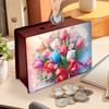 Creative 5D DIY Diamond Painting Money Saving Box Rhinestones Desktop Ornaments Wooden Coin Bank Storage Box Home Office Decor