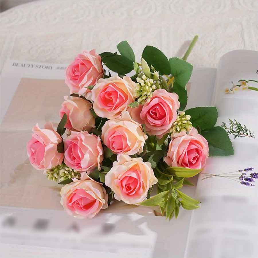 1BUNCH/10 Head Romantic Artificial Roses, Fragrant Concubine Bouquet Wedding DIY Party Home Decoration