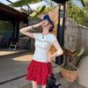 Craftsman Yi, necklace dog print slim-fit short sleeves, spring and summer Nanyou new Korean popular slim-fit and thin top