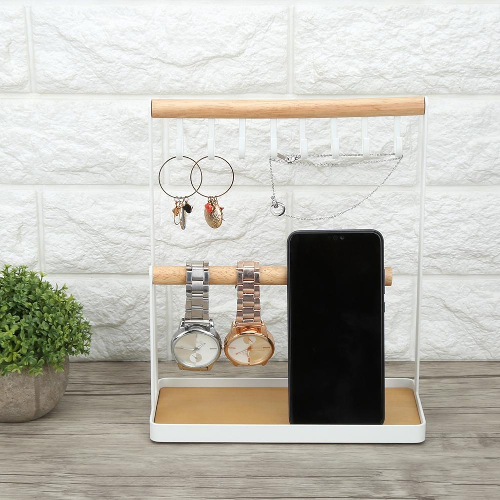 Modern Metal 2 Tier Tabletop Bracelet Necklace Jewelry   Display Tree Rack with Tray