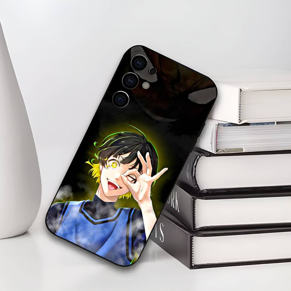 

B-Blue L-Lock Phone Case For Samsung S25,S24,S21,S22,S23,S30,Ultra,S20,Plus,Fe,Lite,Soft Black Cover Samsung S24