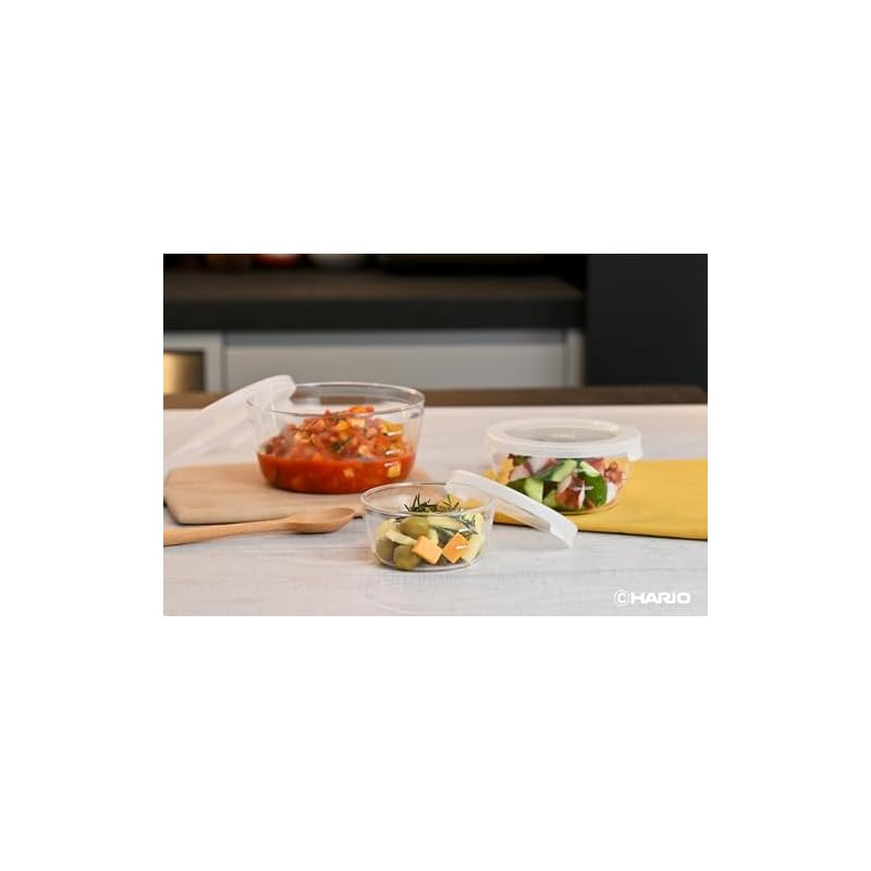 Hario Heat-Resistant Glass Storage Container, Round, 600ml, MST-60-TW, Set of 6